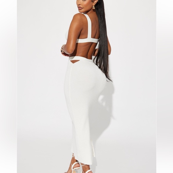 Fashion Nova White Leaving Now Maxi Sweater Skirt Set - Picture 7 of 15
